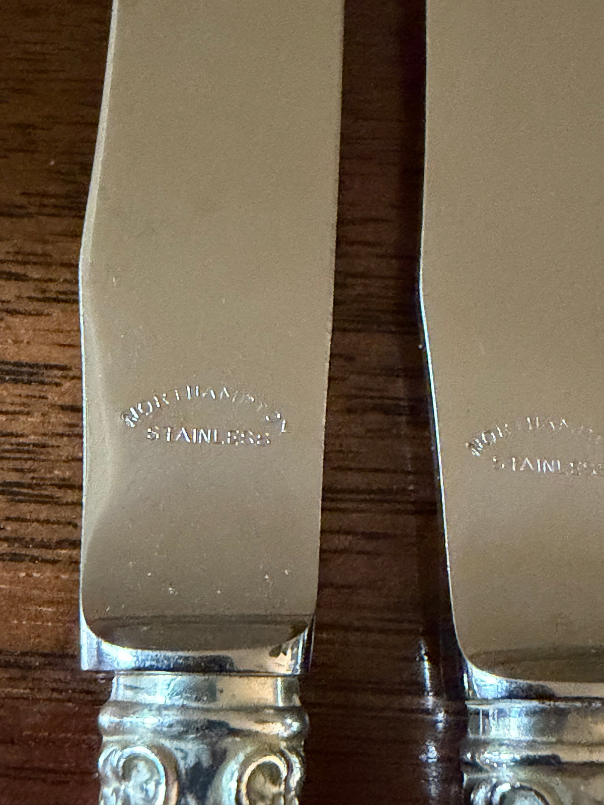 Vintage Mother-of-Pearl Knives with Sterling Collars, Set of 4