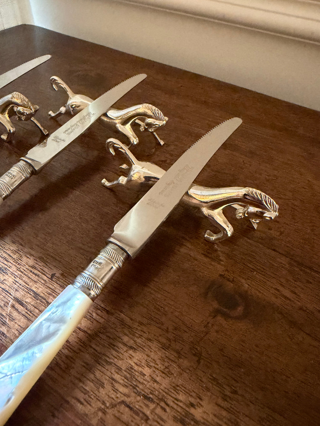 Vintage Silverplate Galloping Horse Knife Rests, Set of 8, c. 1960s–70s