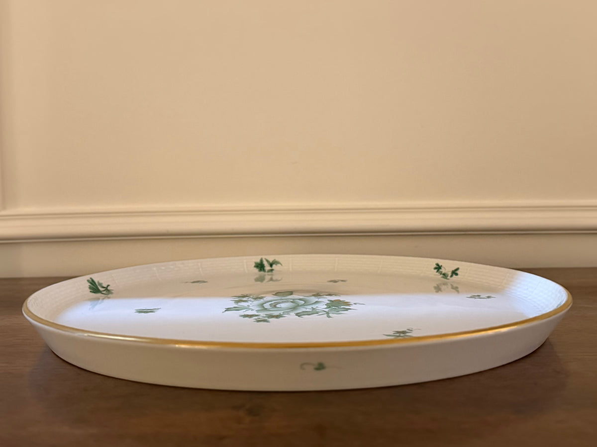 Vintage Herend Nanking Bouquet Green Large Round Platter