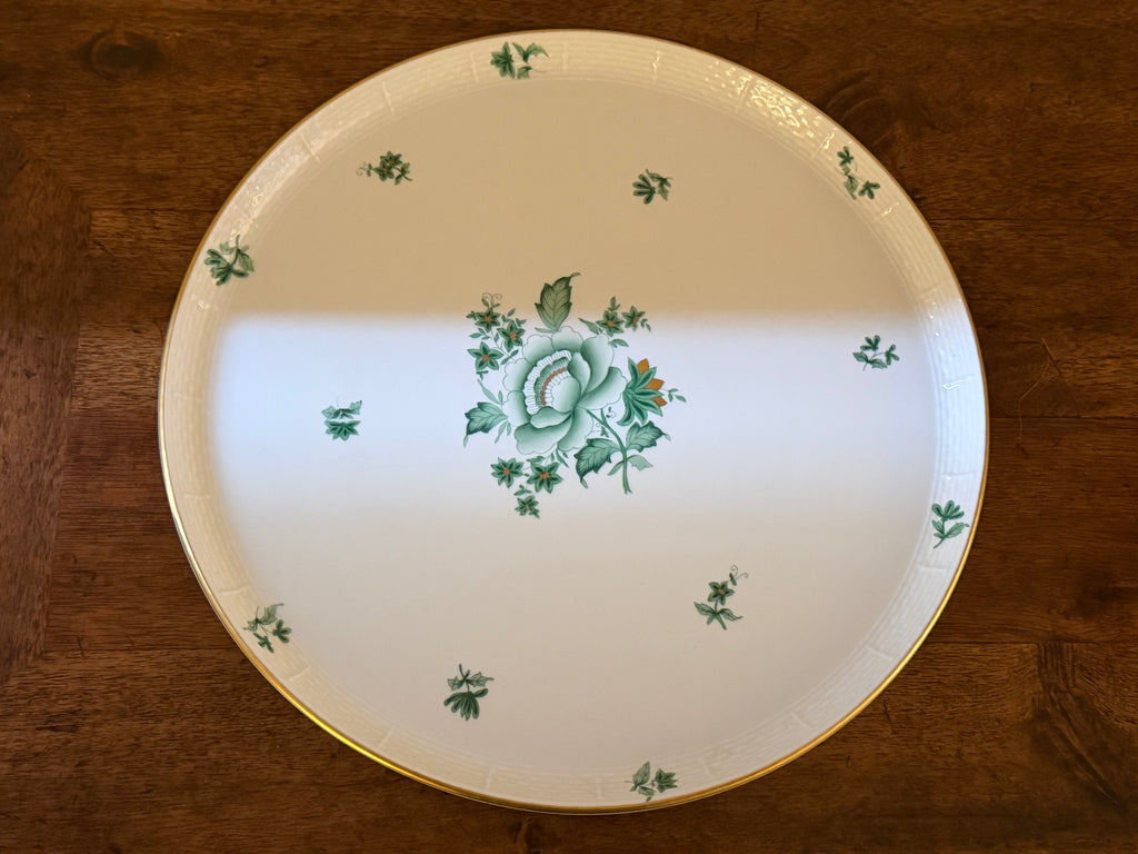 Vintage Herend Nanking Bouquet Green Large Round Platter