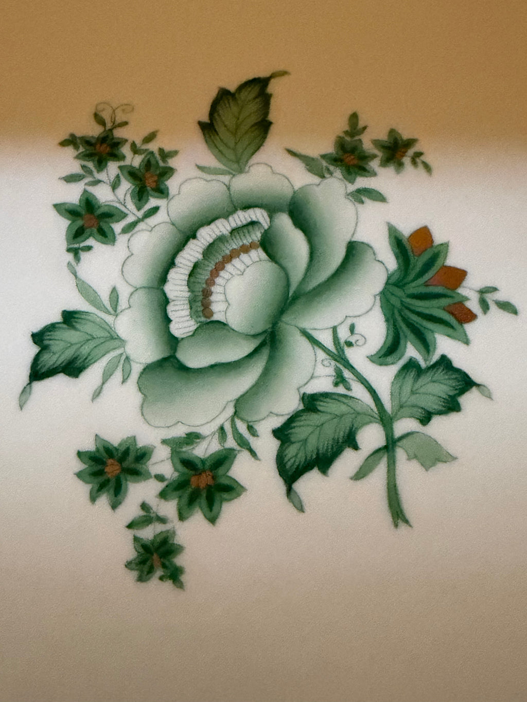 Vintage Herend Nanking Bouquet Green Large Round Platter
