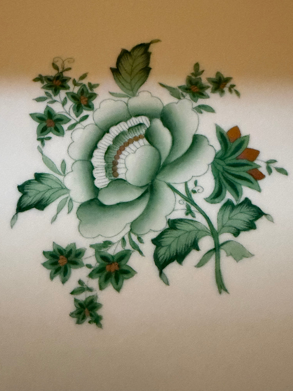 Vintage Herend Nanking Bouquet Green Large Round Platter