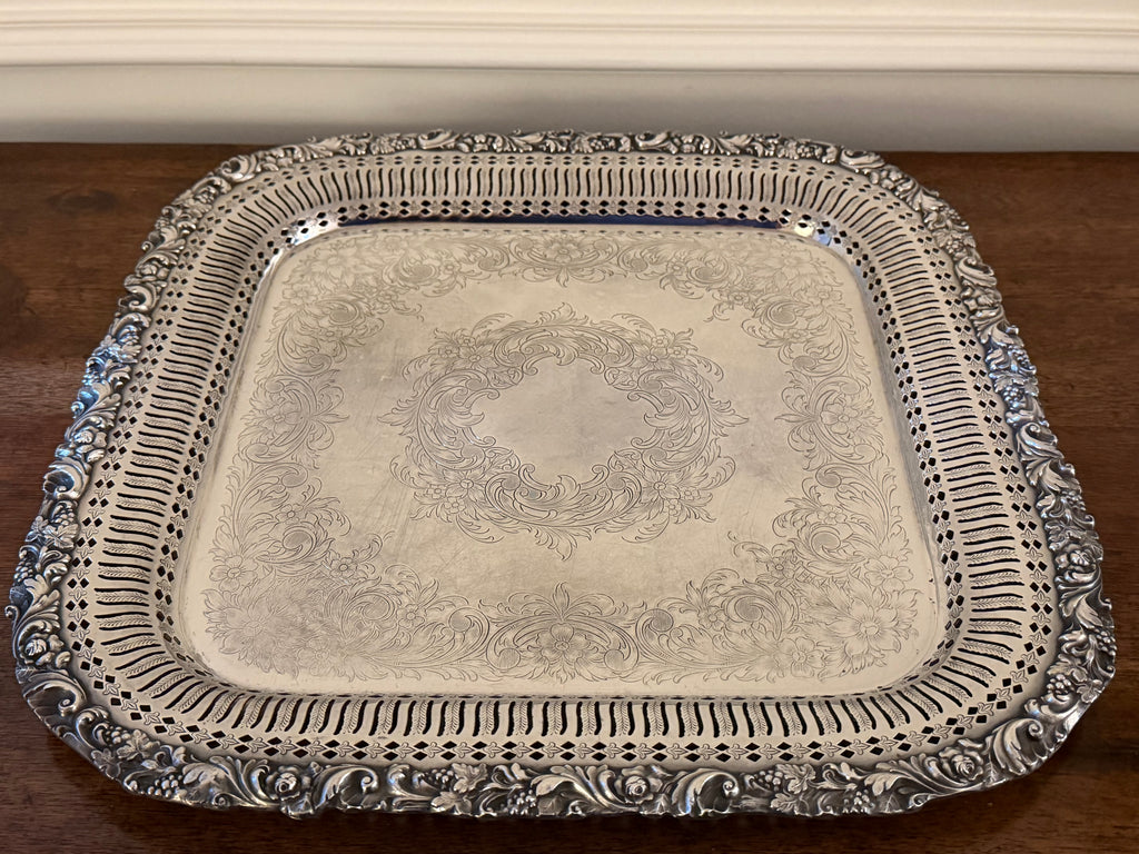 Vintage E.G. Webster & Sons for International Silver Reticulated Tray