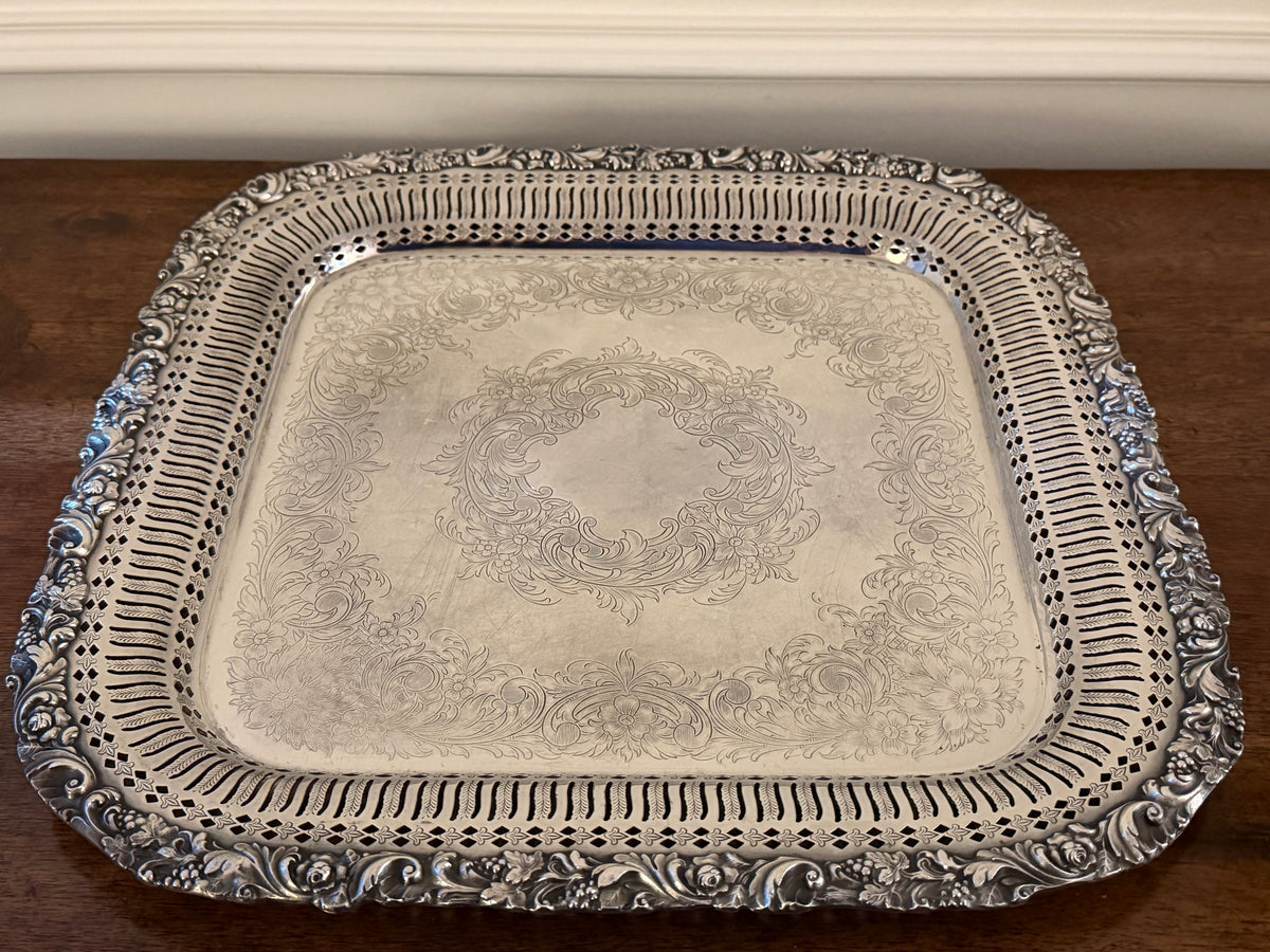 Vintage E.G. Webster & Sons for International Silver Reticulated Tray