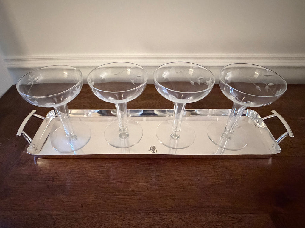 Antique Hukin & Heath Silverplate Cocktail Tray, design attributed to Dr. Christopher Dresser