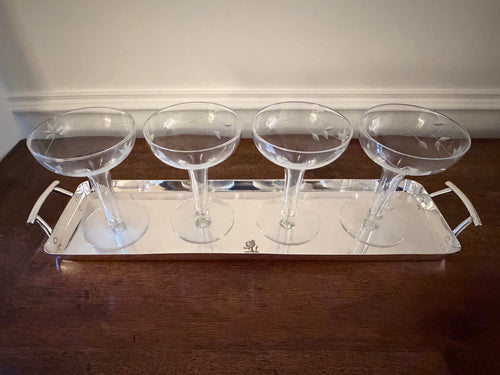 Antique Hukin & Heath Silverplate Cocktail Tray, design attributed to Dr. Christopher Dresser