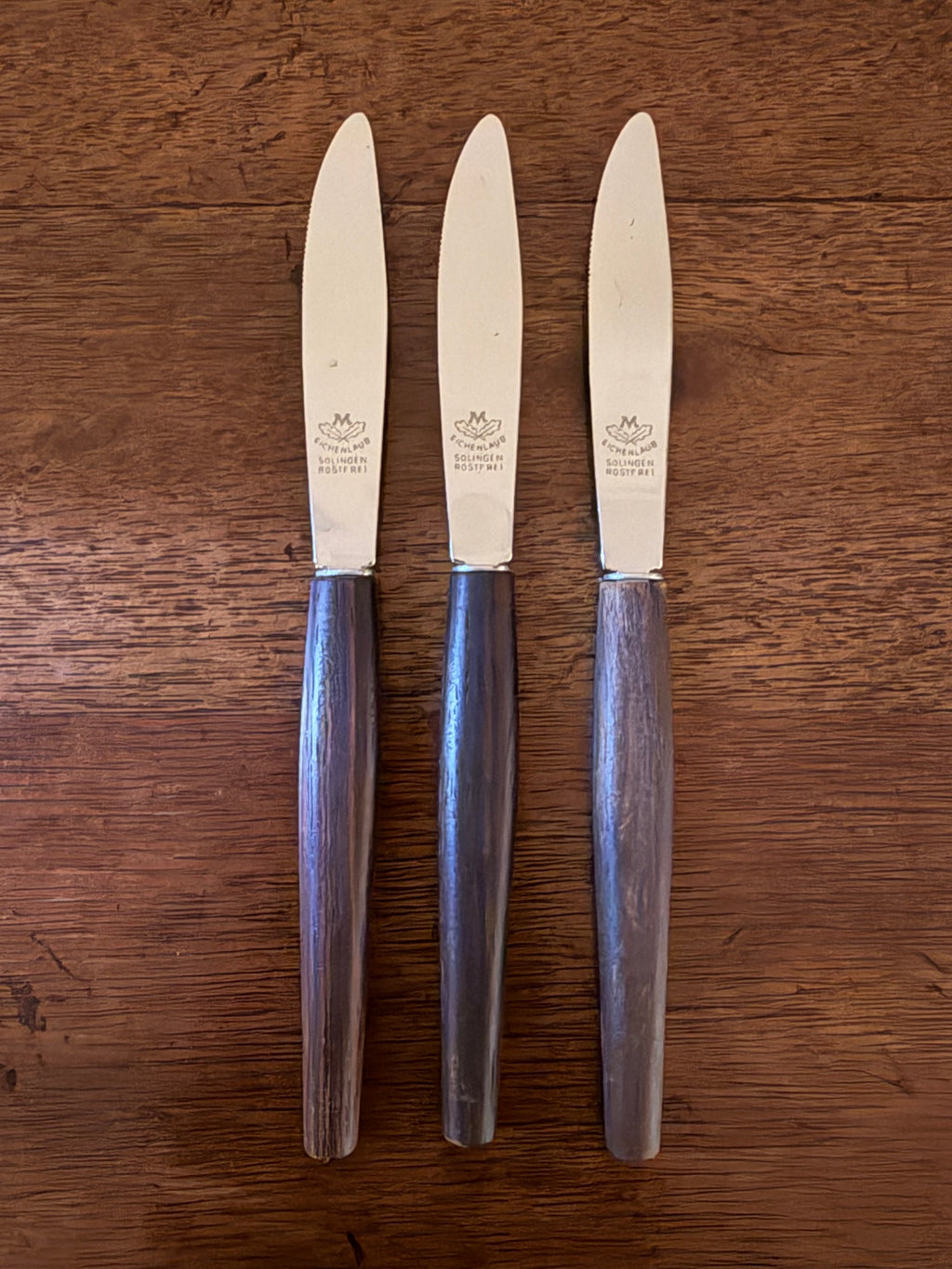 Vintage German Wood-Handled Knives by Eichenlaub, Set of 3