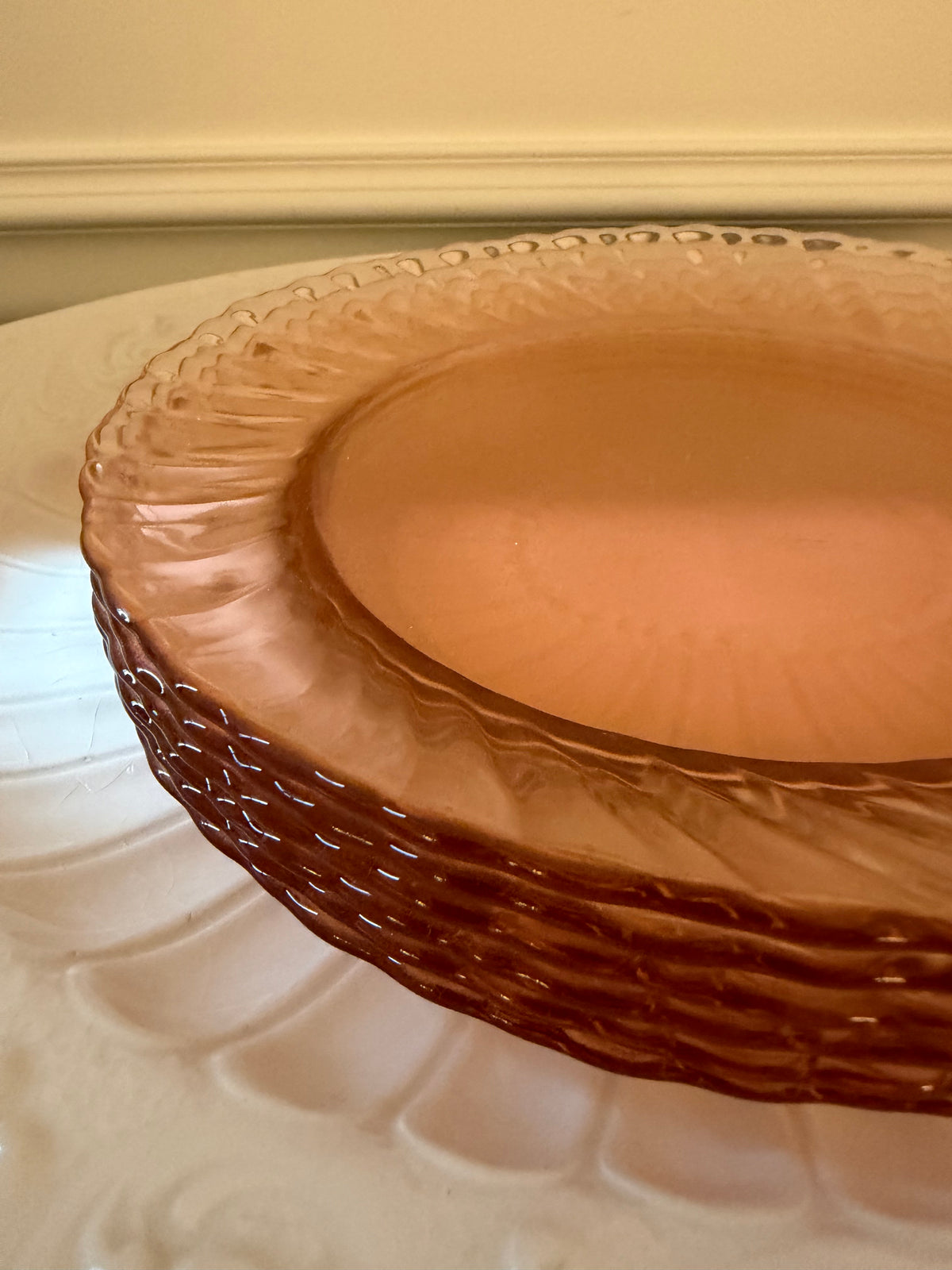 Vintage Arcoroc Rosaline Pink Swirl Plates, Set of 6