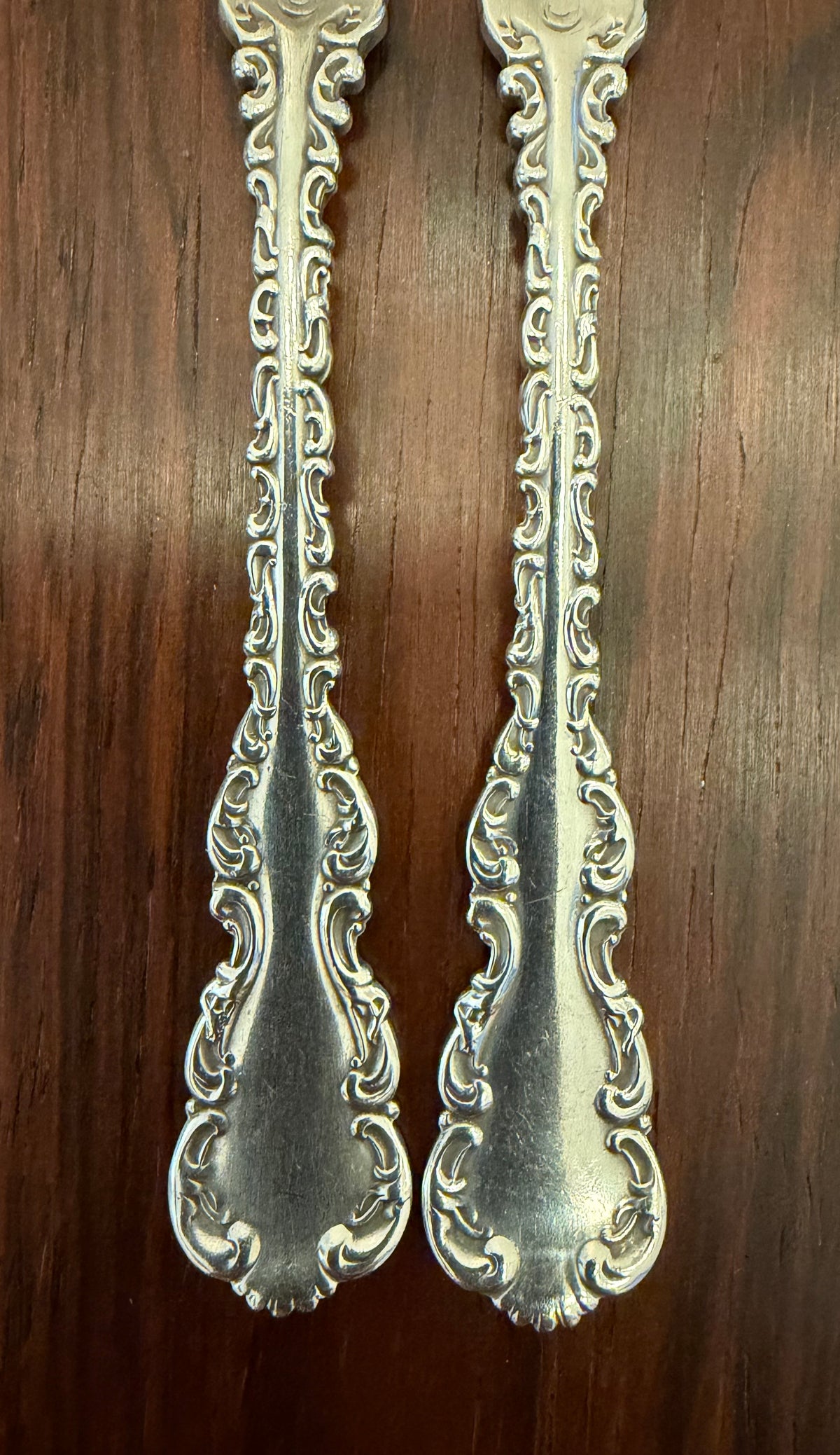 Antique Whiting Louis XV Sterling Silver Berry Forks, Pair