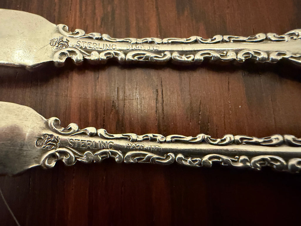 Antique Whiting Louis XV Sterling Silver Berry Forks, Pair