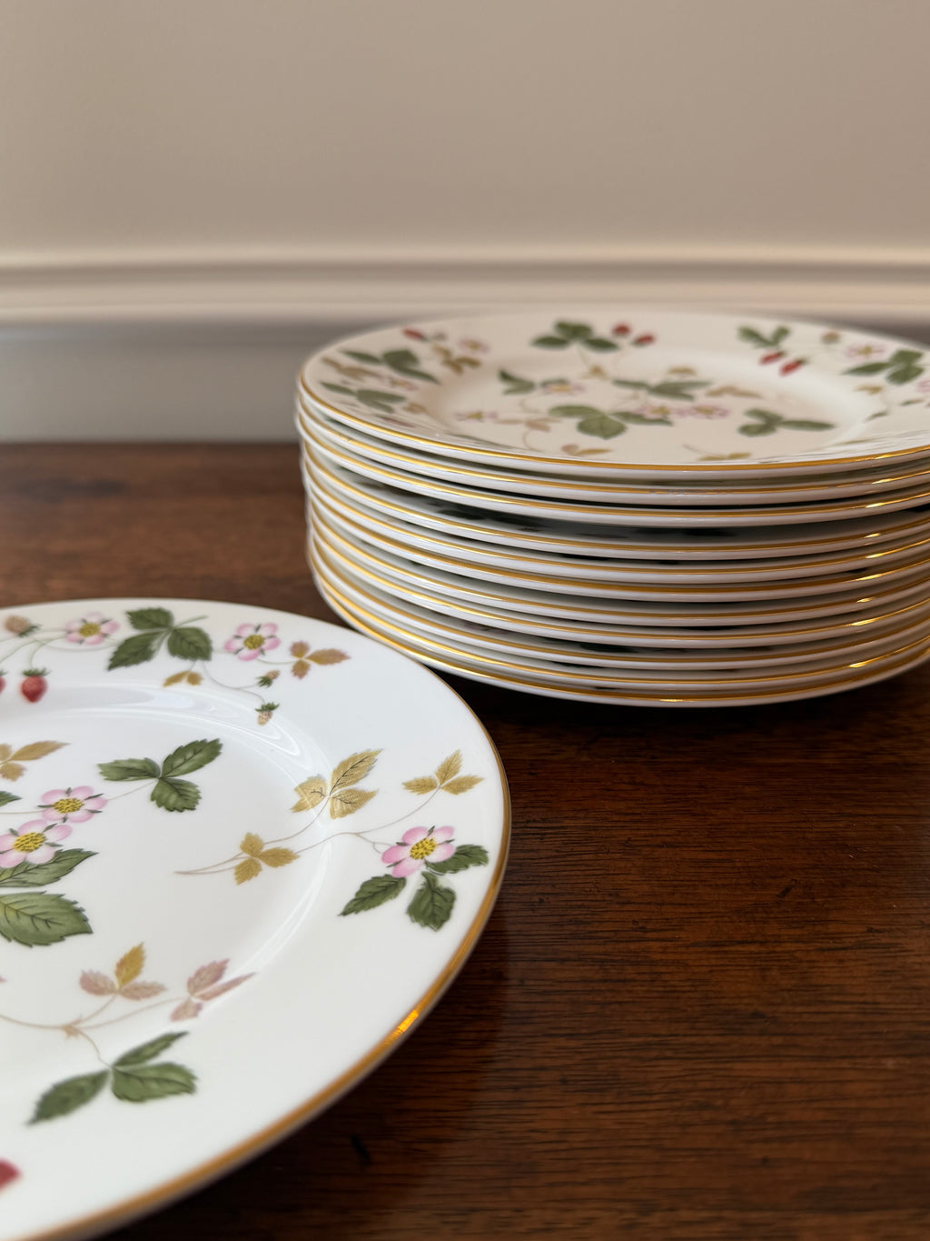 Vintage Wedgwood Wild Strawberry Cocktail & Dessert Plates, Set of 12