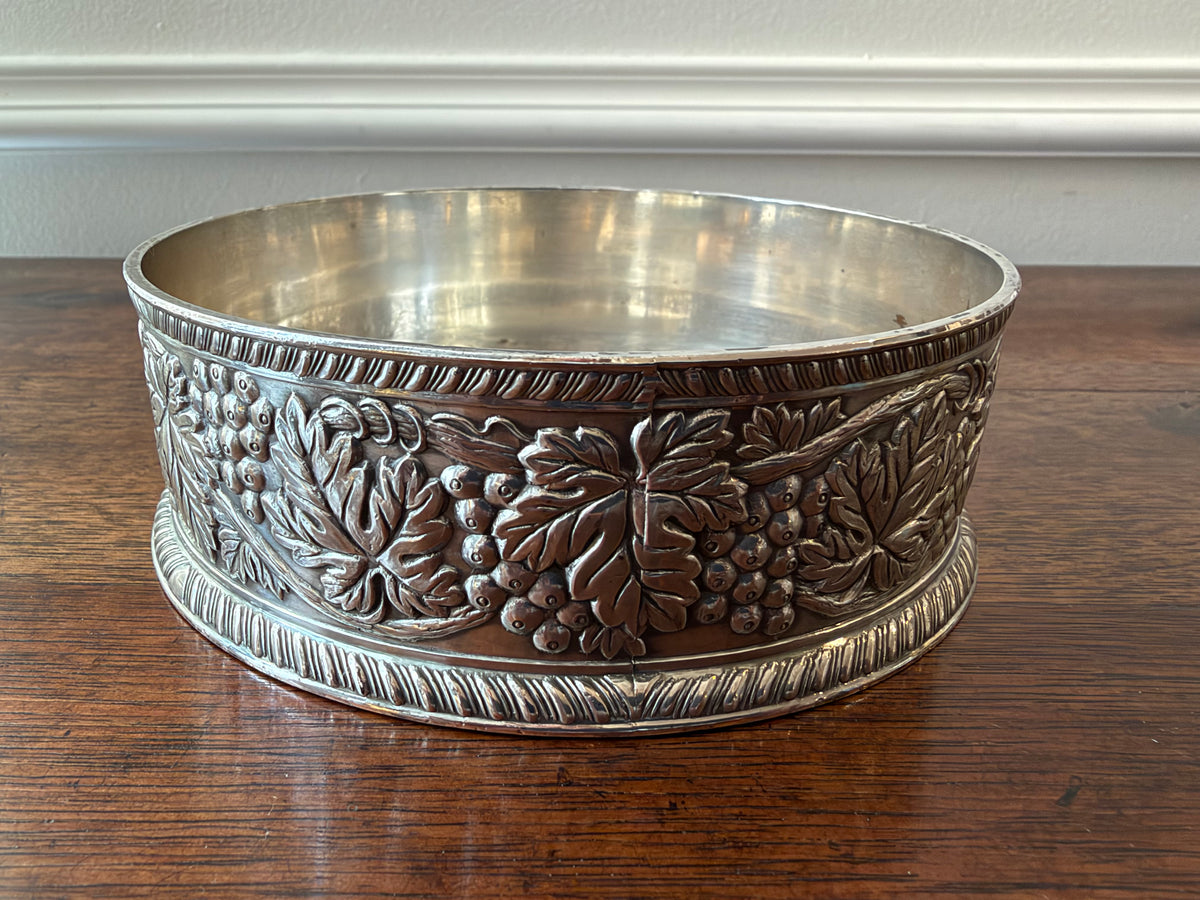 Vintage Silverplate Grape & Vine Wine Bottle Coaster