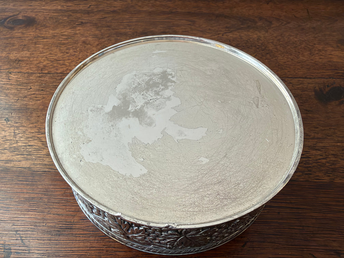 Vintage Silverplate Grape & Vine Wine Bottle Coaster