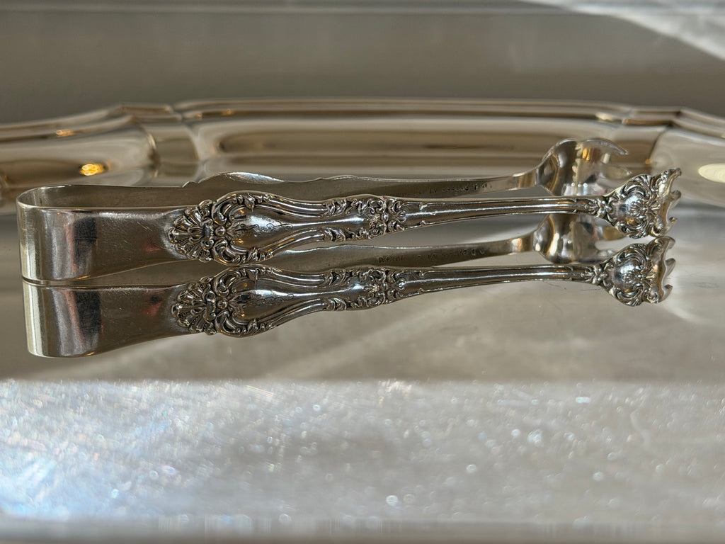 Antique Wm. A. Rogers Silverplate Sugar Tongs with Monogram
