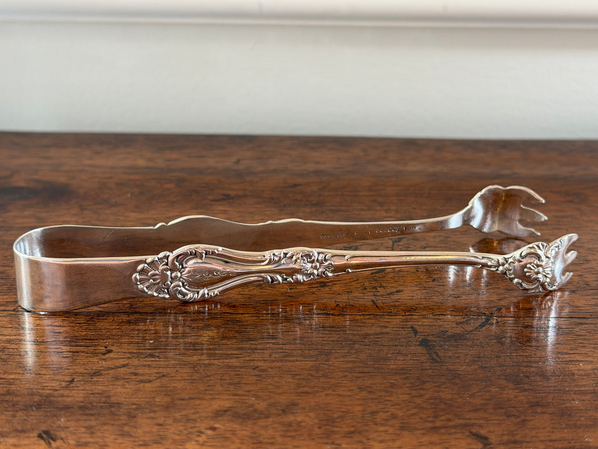 Antique Wm. A. Rogers Silverplate Sugar Tongs with Monogram