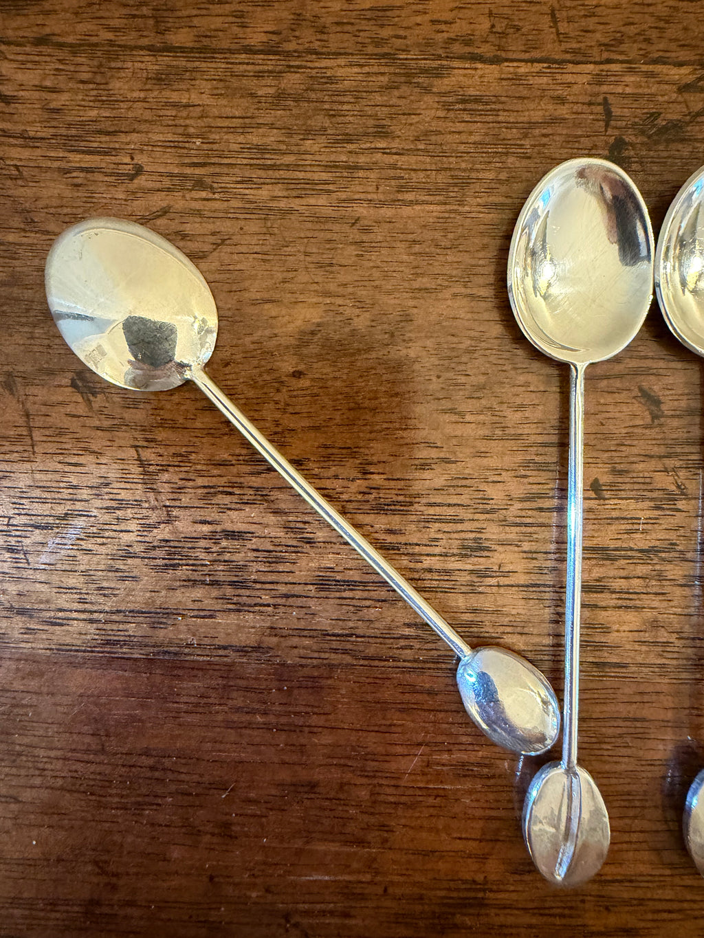 Vintage Silverplate Coffee Bean Demitasse Spoons, Set of 6
