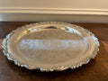 Vintage Silverplate Engraved Round Serving Tray