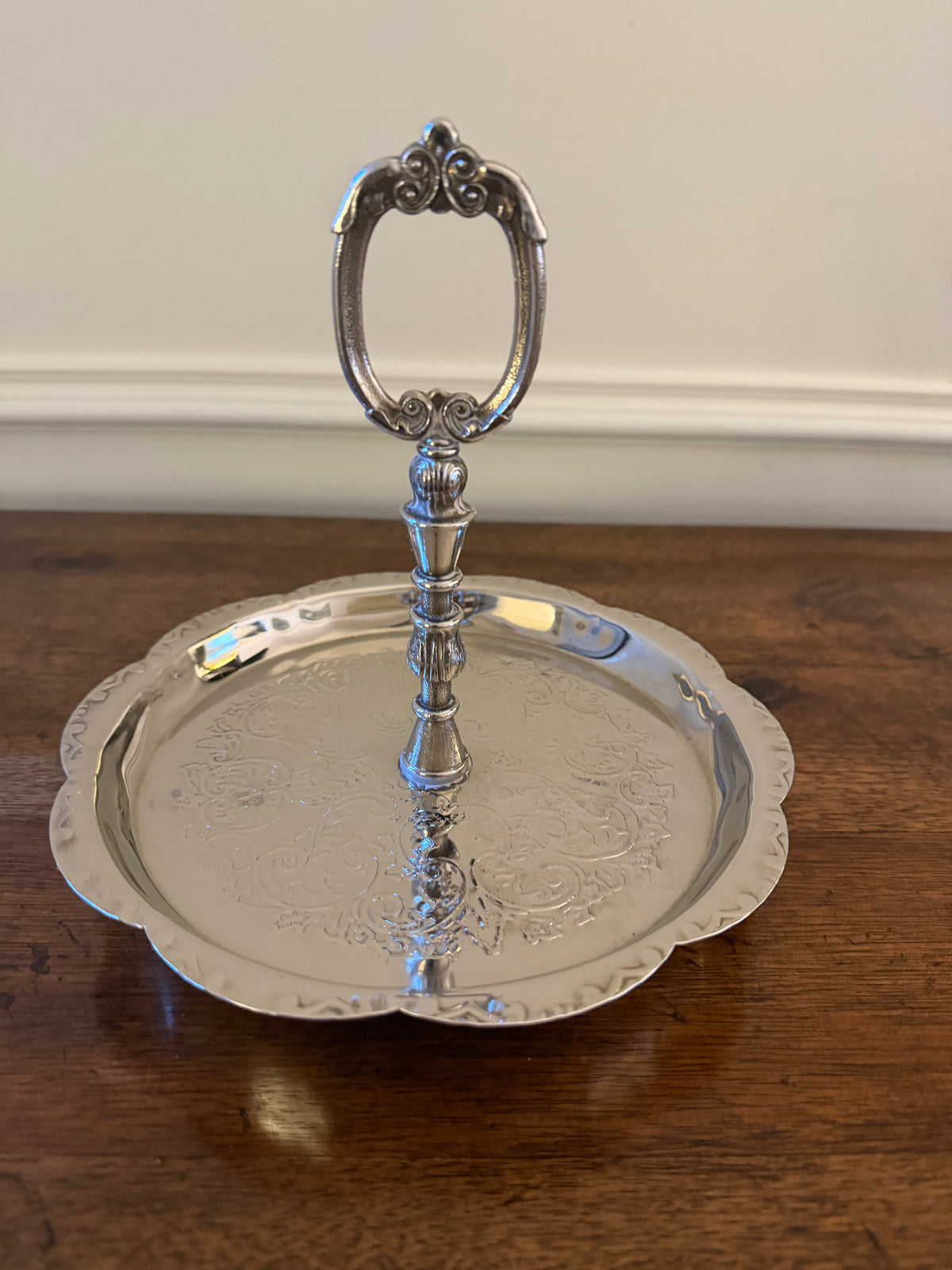 Late Mid-Century Ornate Silverplate Serving Stand