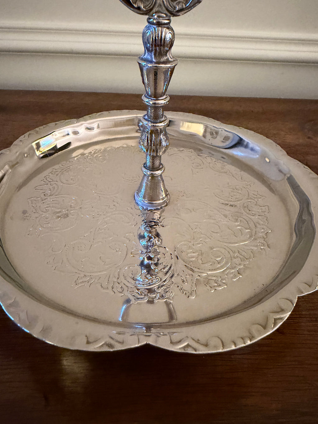 Late Mid-Century Ornate Silverplate Serving Stand