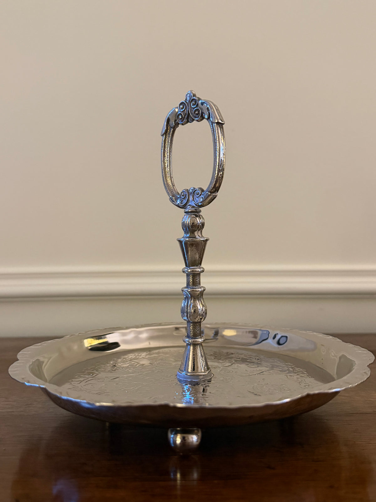 Late Mid-Century Ornate Silverplate Serving Stand