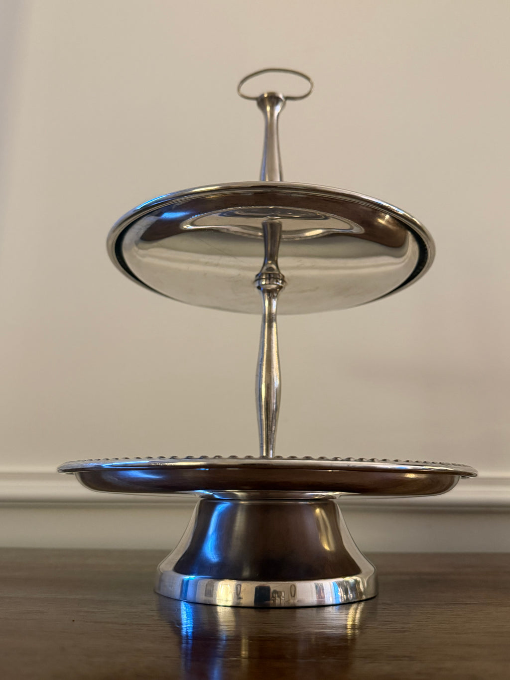 Mid-Century Silverplate Two-Tier Serving Stand