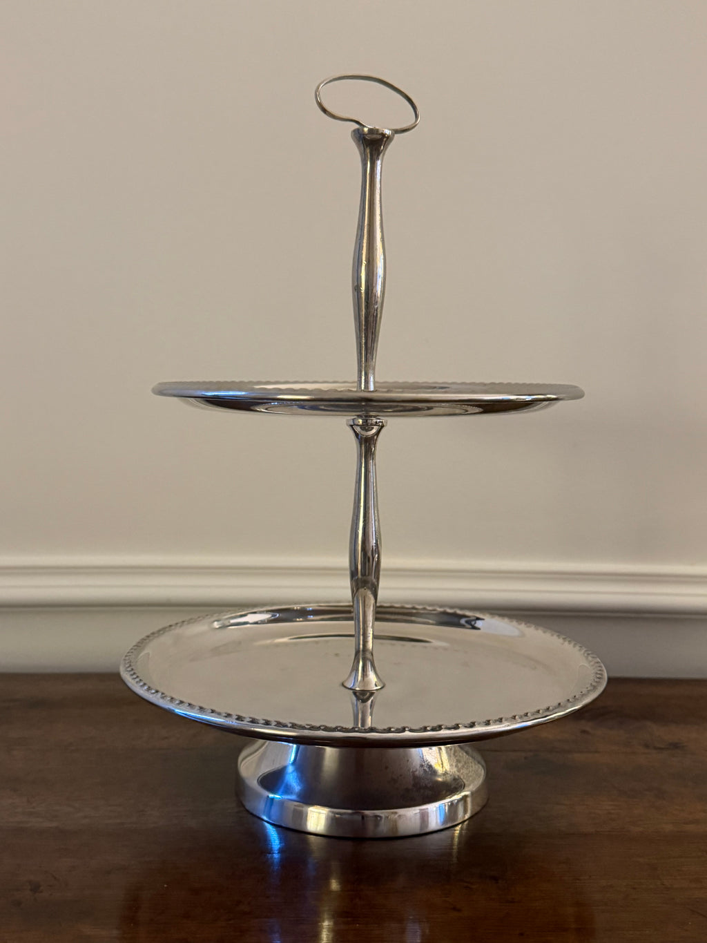 Mid-Century Silverplate Two-Tier Serving Stand