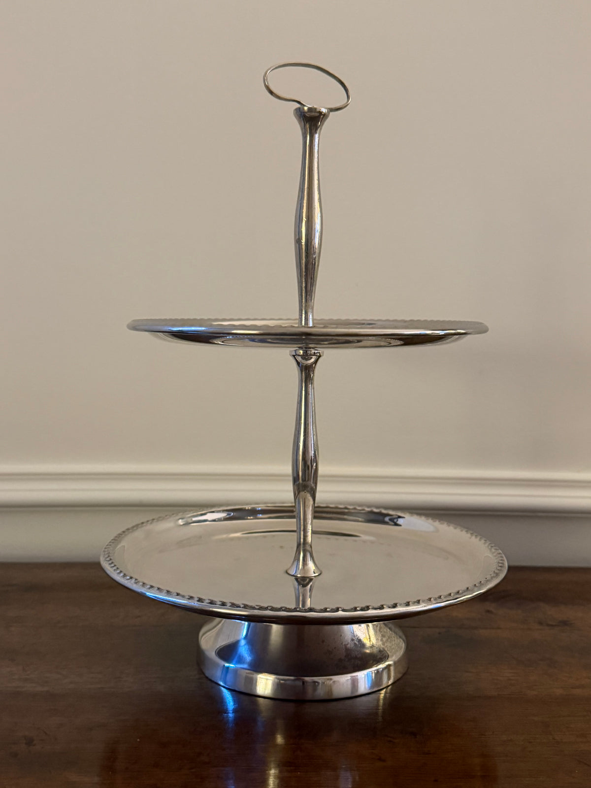 Mid-Century Silverplate Two-Tier Serving Stand