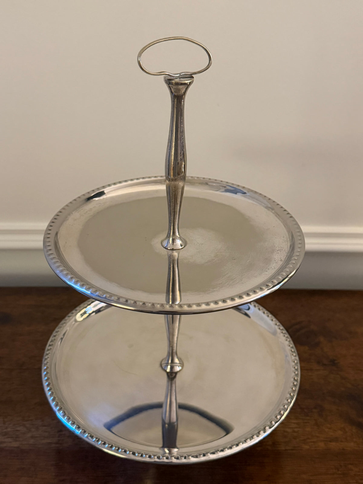 Mid-Century Silverplate Two-Tier Serving Stand