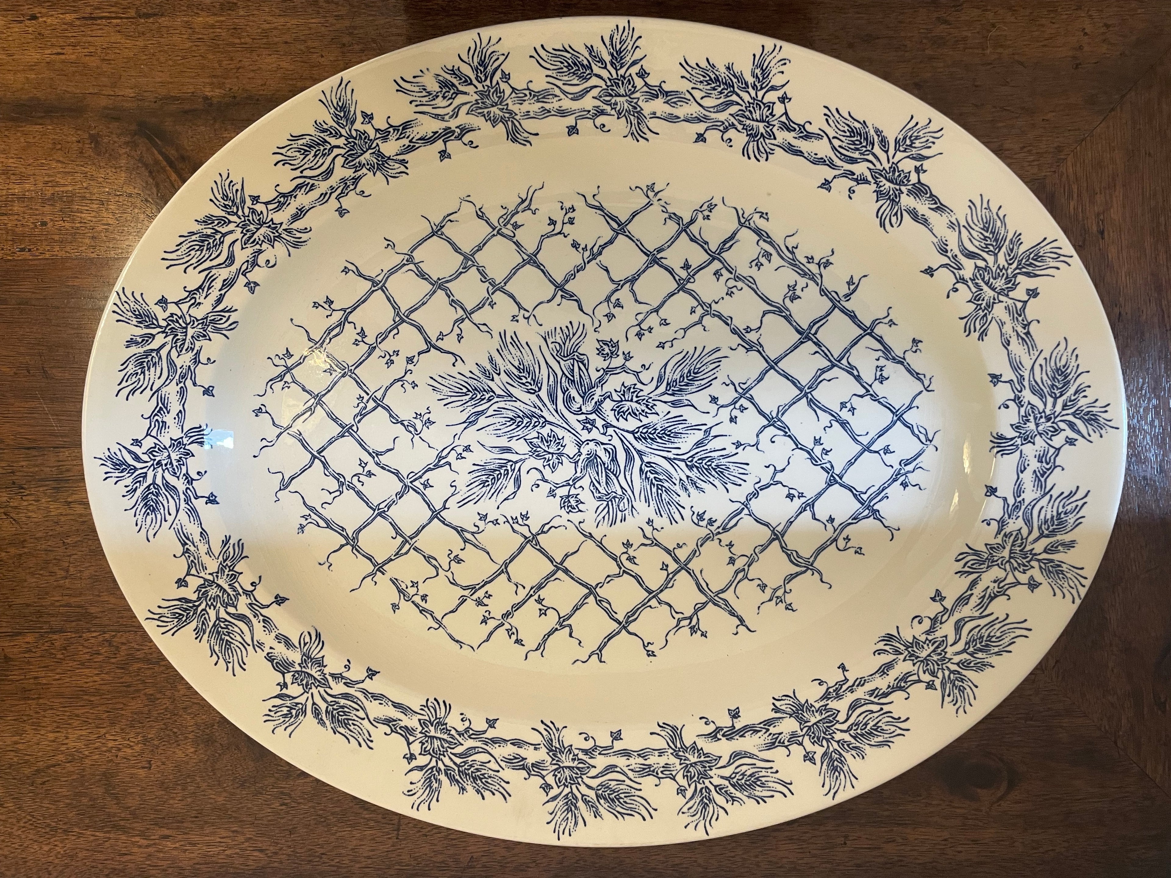 Vintage Williams-Sonoma “Blue Harvest” Oversized 17" Serving Platter, Made in England