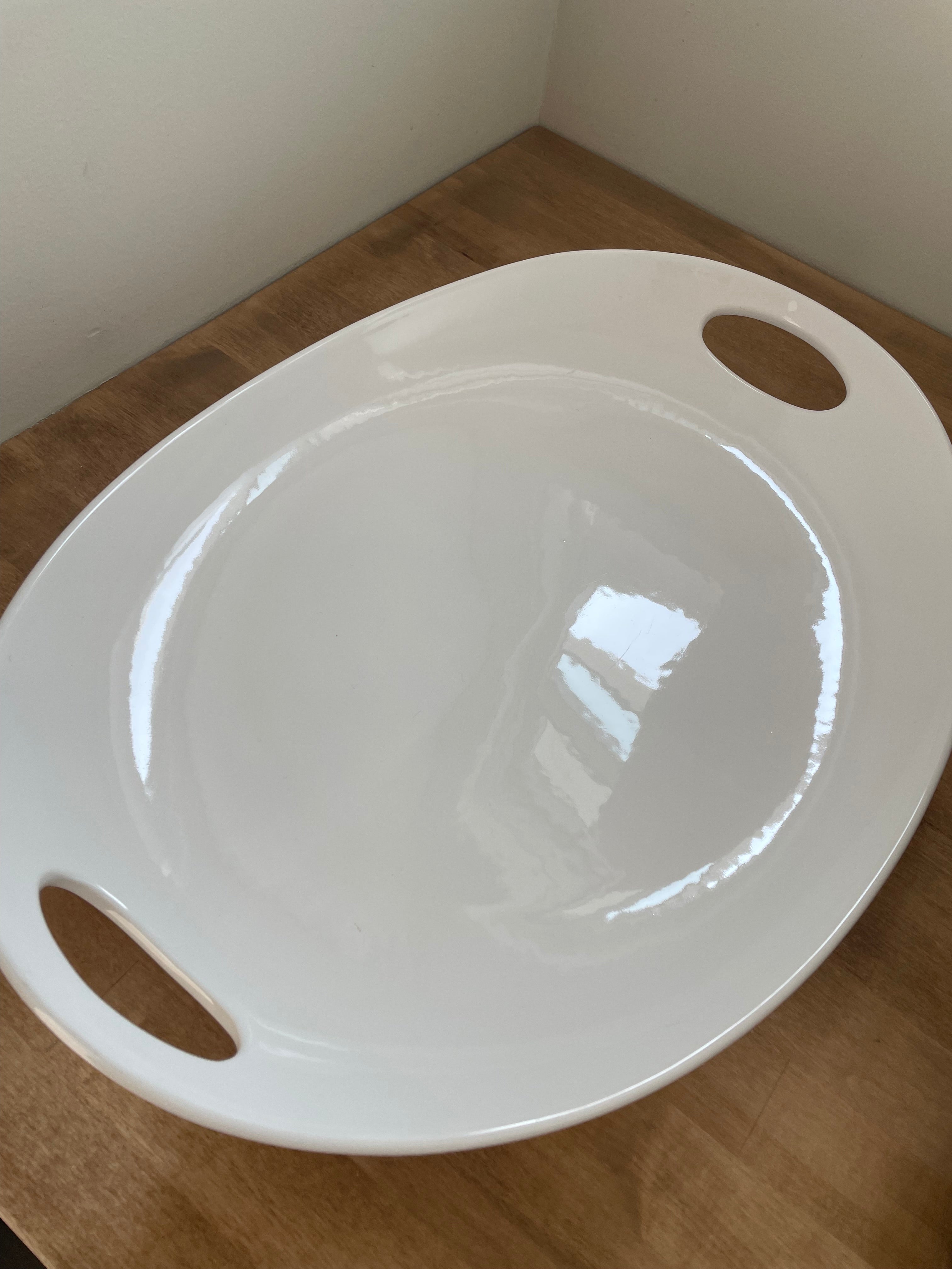 Vintage large white serving platter, Ceriart SA Made in Portugal