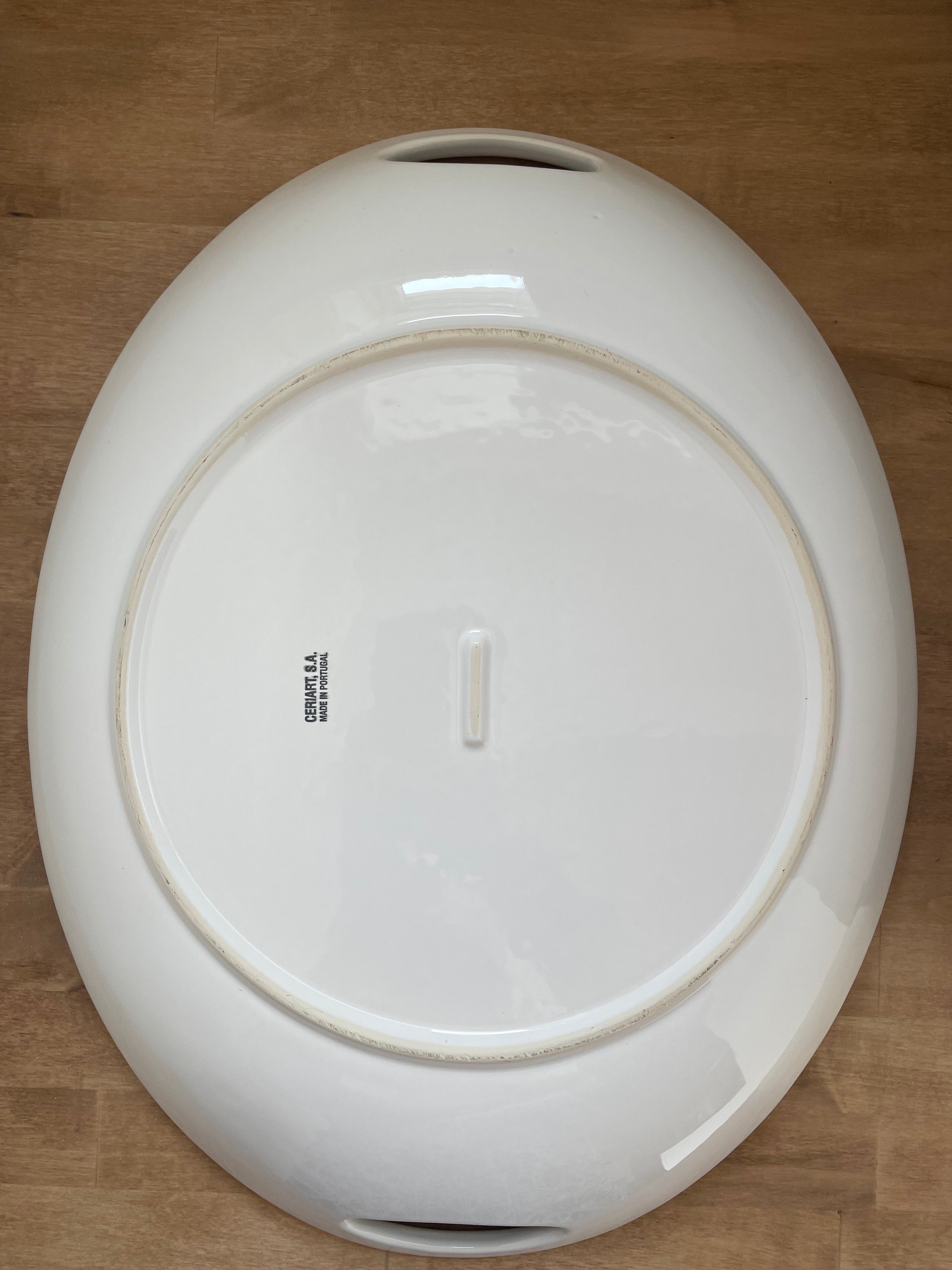 Vintage large white serving platter, Ceriart SA Made in Portugal