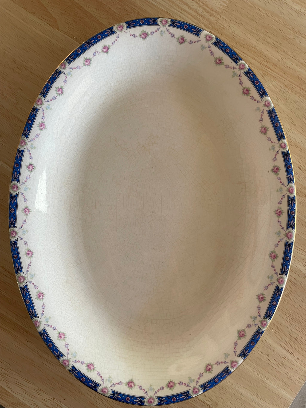 Antique National China “Rose Marie” 13.5" Oval Serving Platter, c. 1910s–1920s