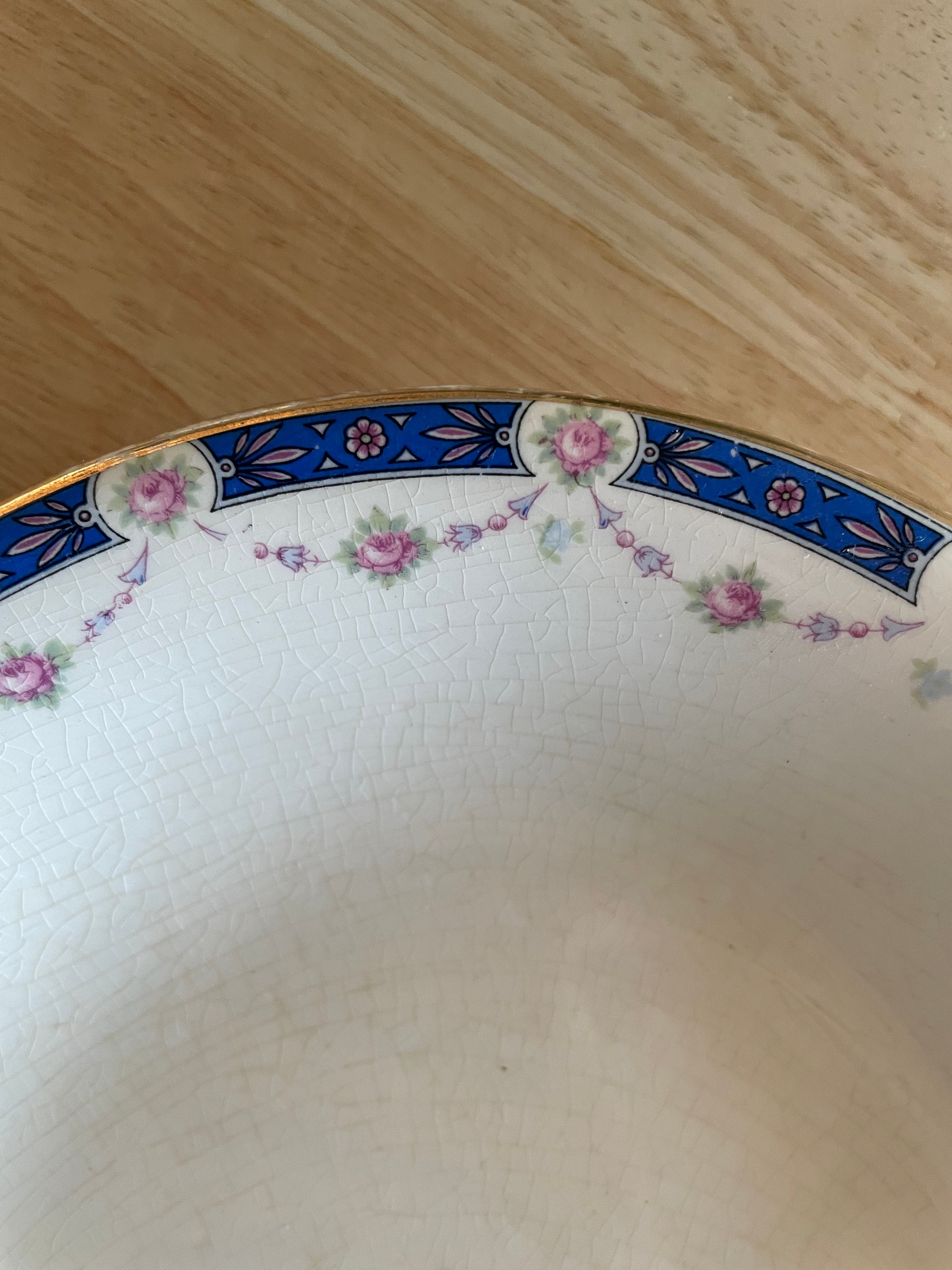 Antique National China “Rose Marie” 13.5" Oval Serving Platter, c. 1910s–1920s