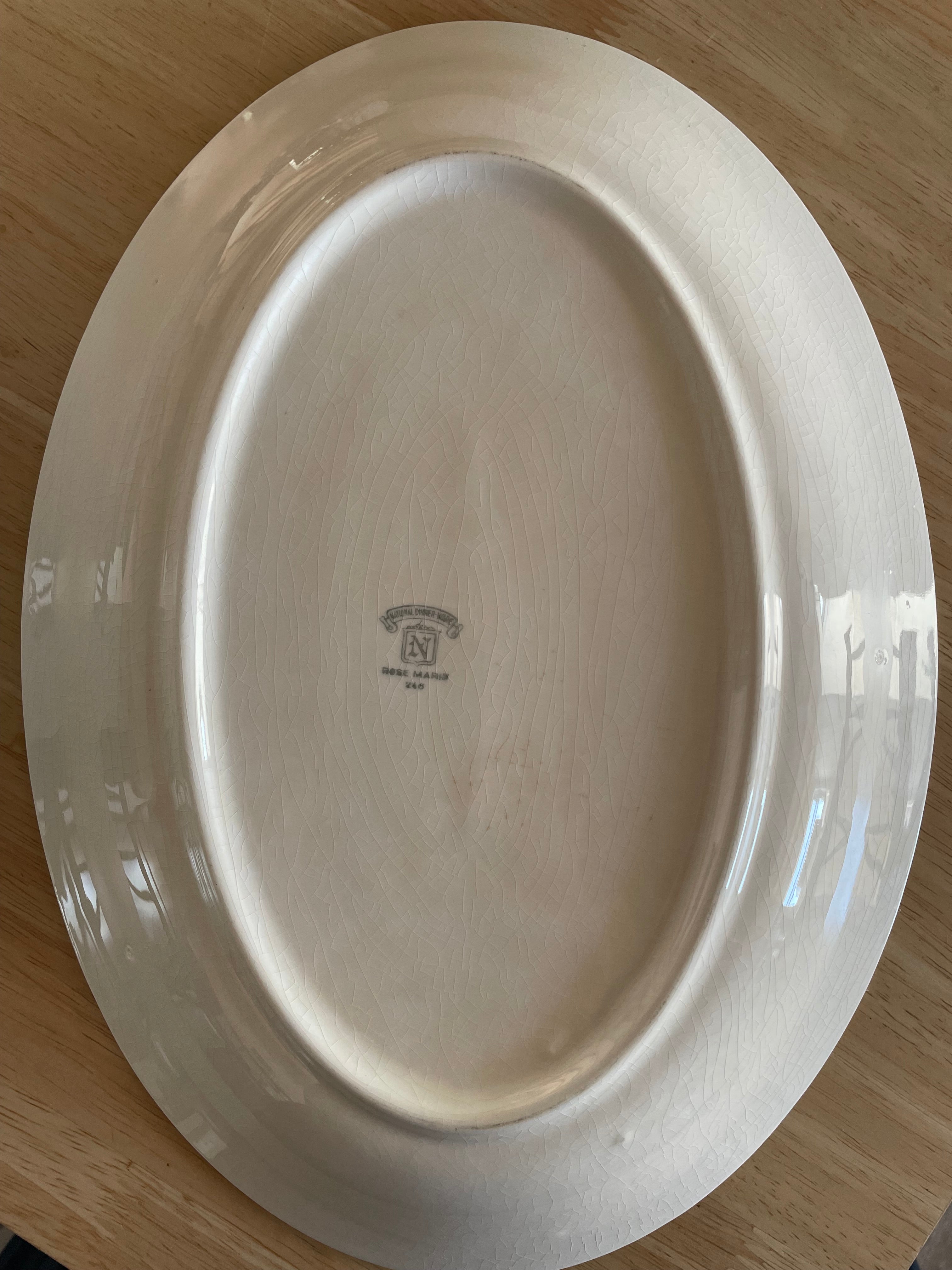 Antique National China “Rose Marie” 13.5" Oval Serving Platter, c. 1910s–1920s