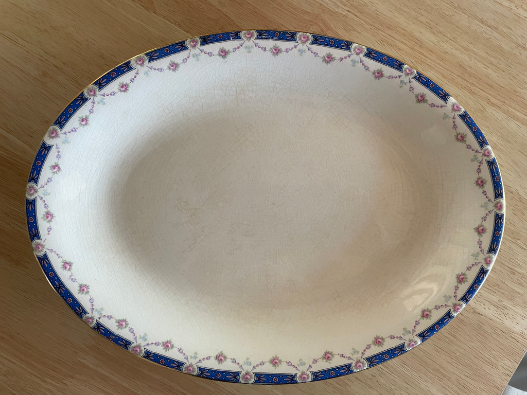 Antique National China “Rose Marie” 13.5" Oval Serving Platter, c. 1910s–1920s