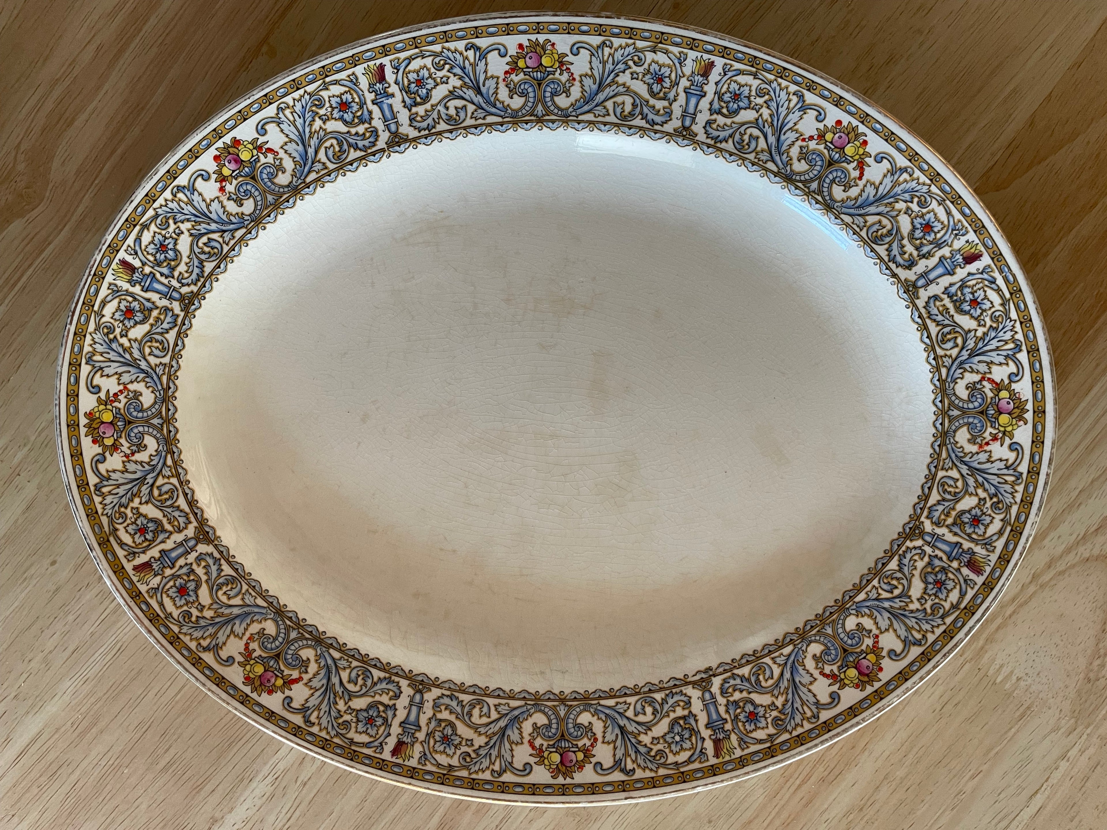 Antique Crown Ducal “Rex” Oval Serving Platter, England, c. 1920s–30s