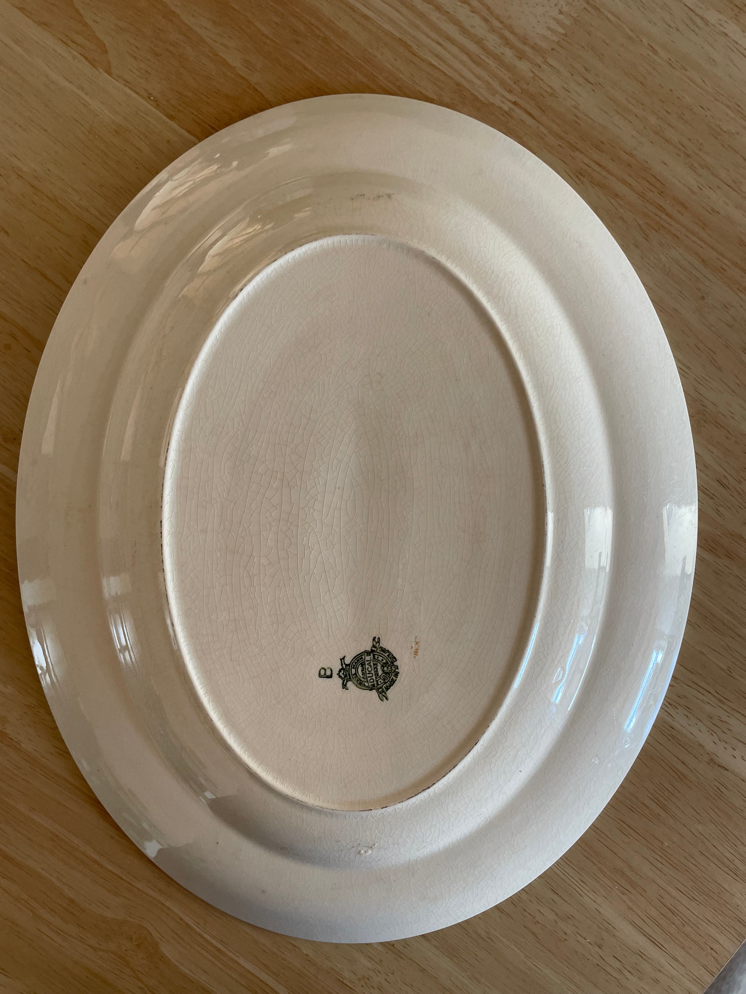 Antique Crown Ducal “Rex” Oval Serving Platter, England, c. 1920s–30s