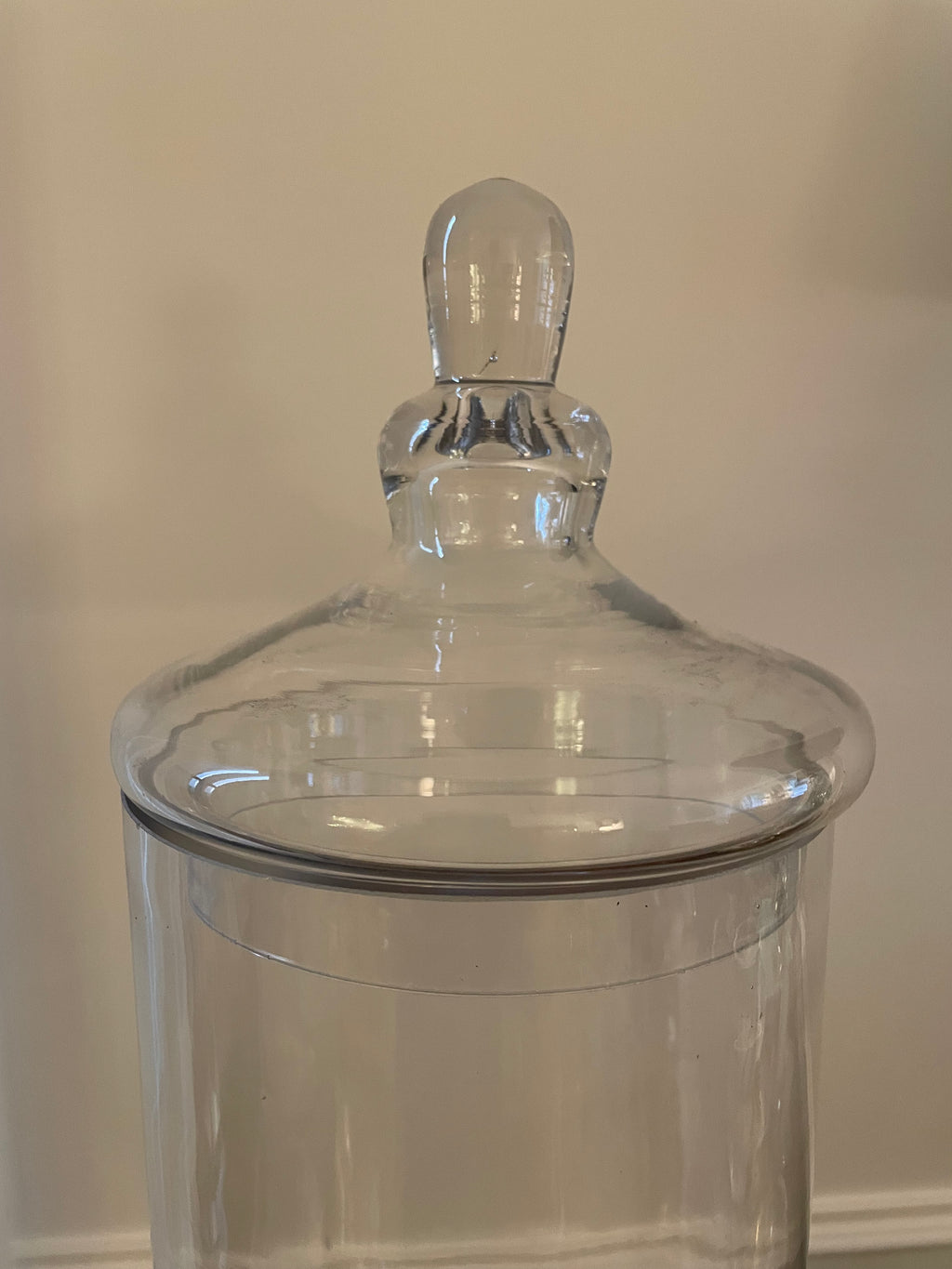 Large Glass Apothecary Jar with  Fitted Lid with Decorative Finial
