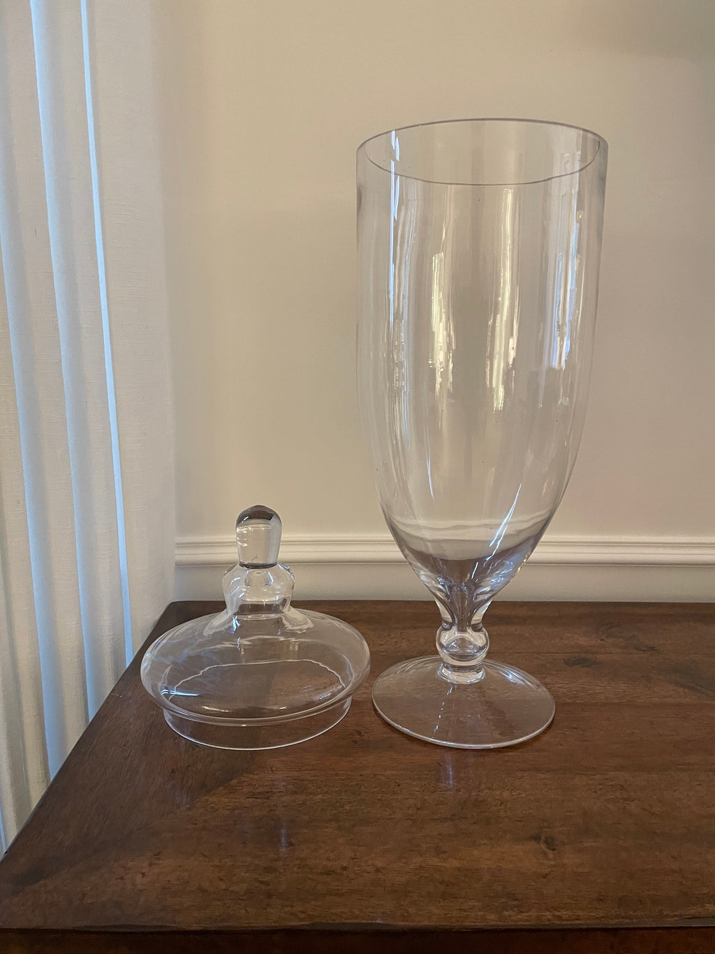 Large Glass Apothecary Jar with  Fitted Lid with Decorative Finial