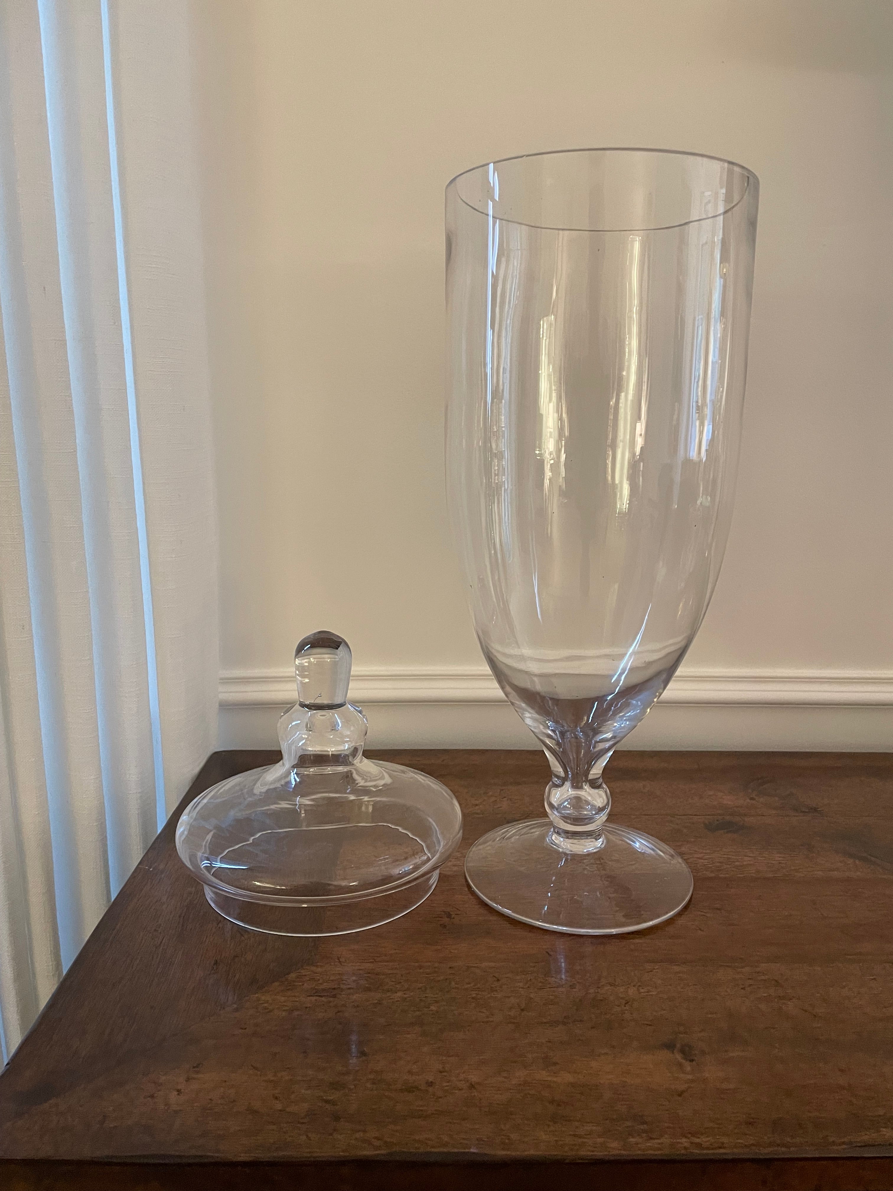 Large Glass Apothecary Jar with  Fitted Lid with Decorative Finial