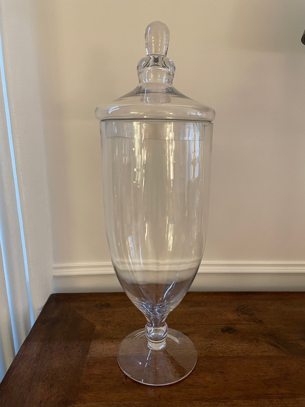 Large Glass Apothecary Jar with  Fitted Lid with Decorative Finial