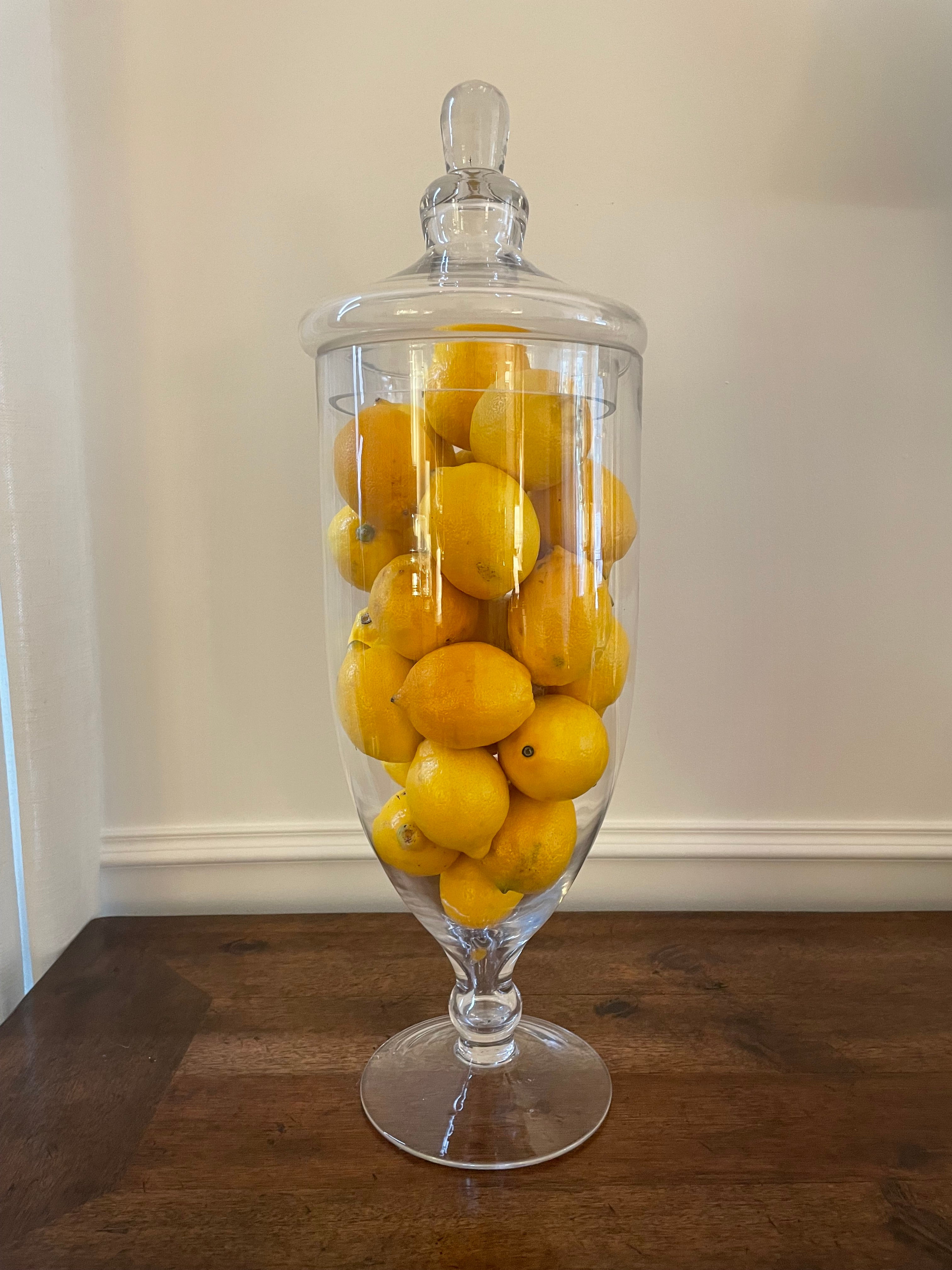 Large Glass Apothecary Jar with  Fitted Lid with Decorative Finial