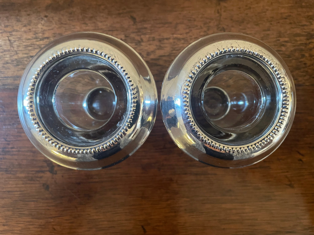 Frank Whiting Sterling Silver & Blown Glass Bar Holders, Pair, c. 1920s–30s