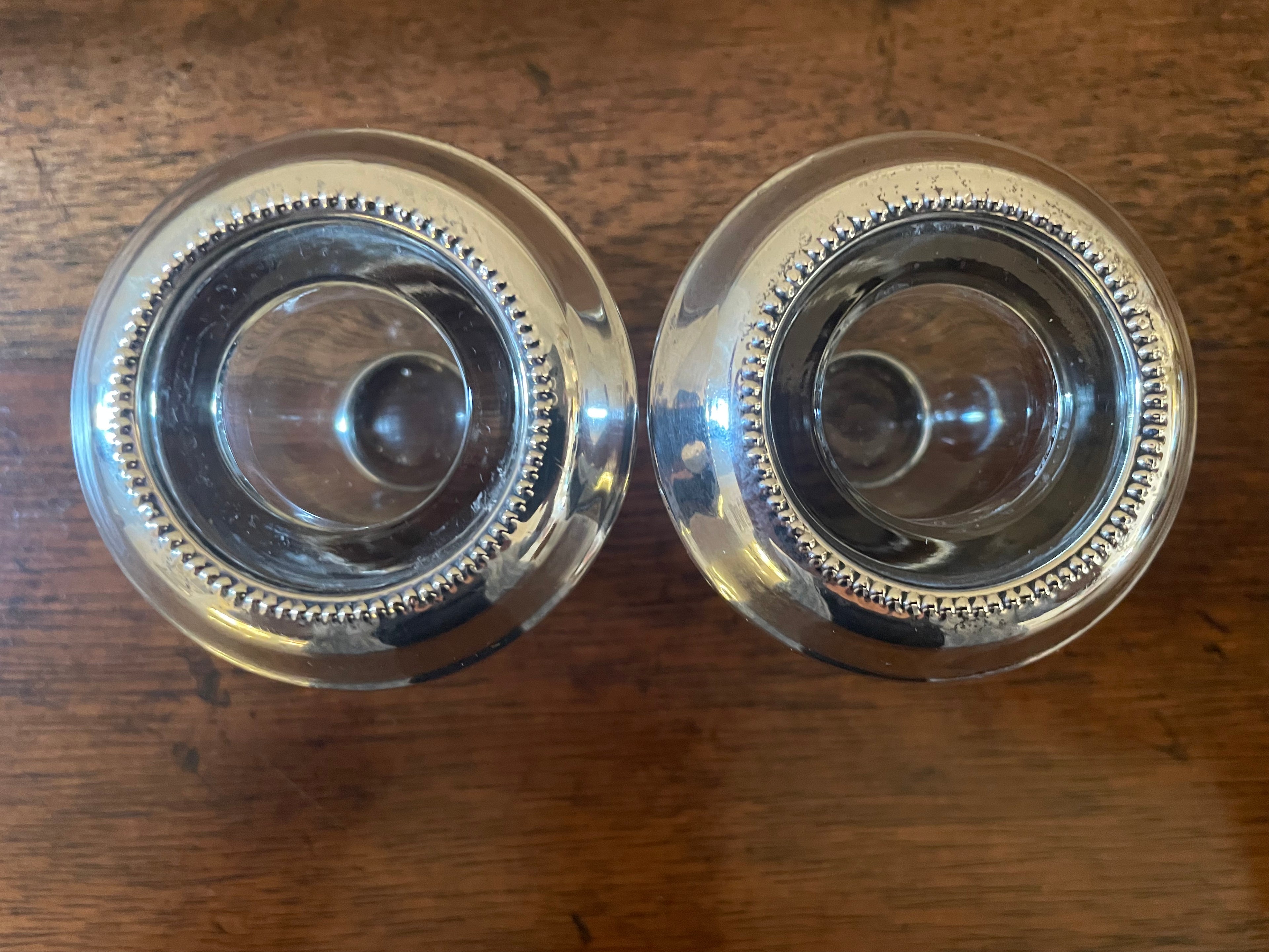 Frank Whiting Sterling Silver & Blown Glass Bar Holders, Pair, c. 1920s–30s
