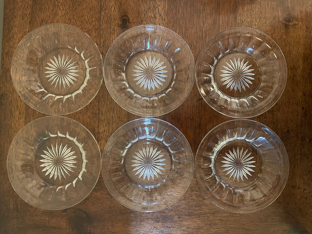 Heisey Narrow Flute Set of 6 Bread/Butter Dishes, Small Cocktail or Desert Plates, Vintage, Mid-Century