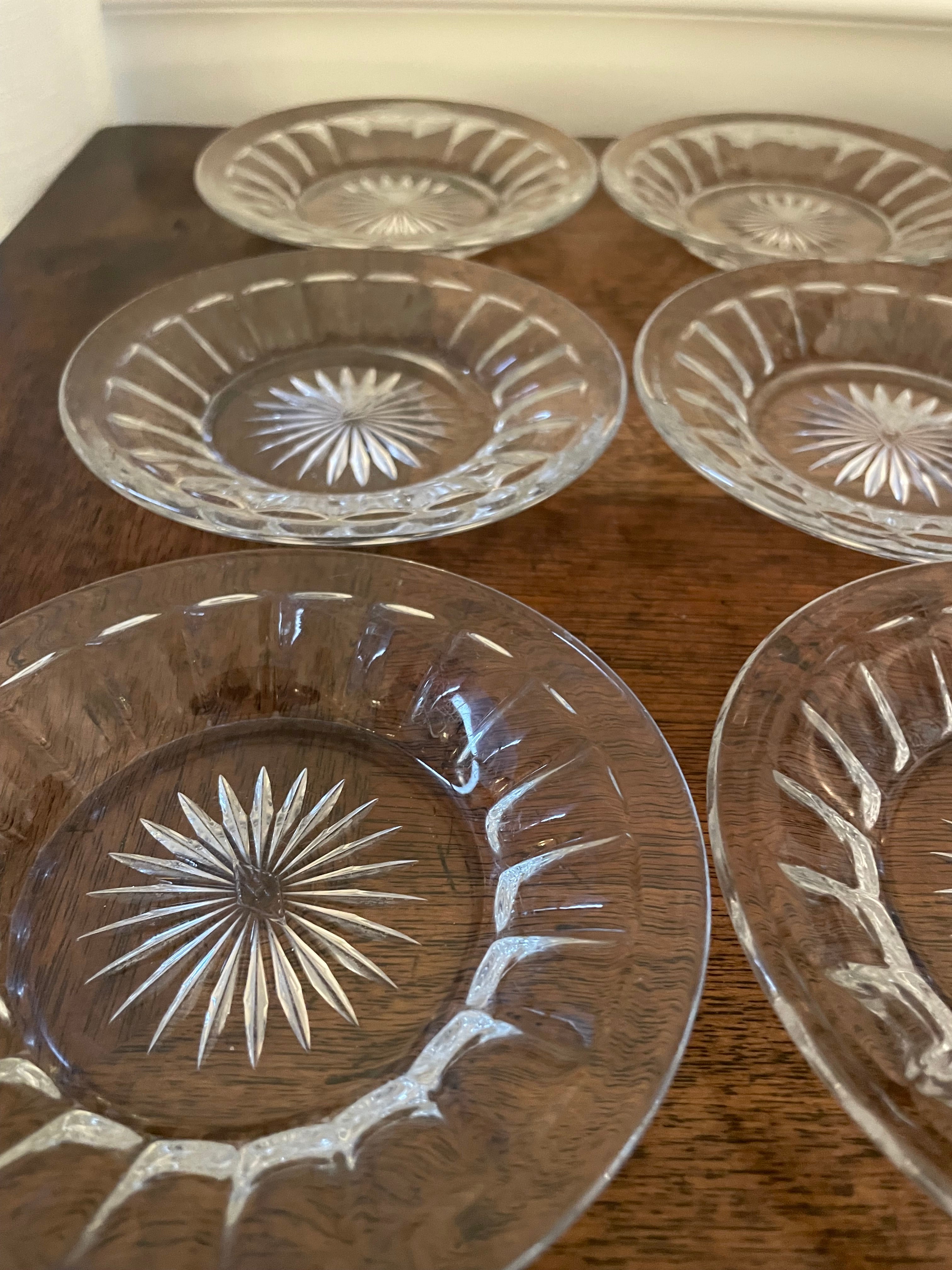 Heisey Narrow Flute Set of 6 Bread/Butter Dishes, Small Cocktail or Desert Plates, Vintage, Mid-Century