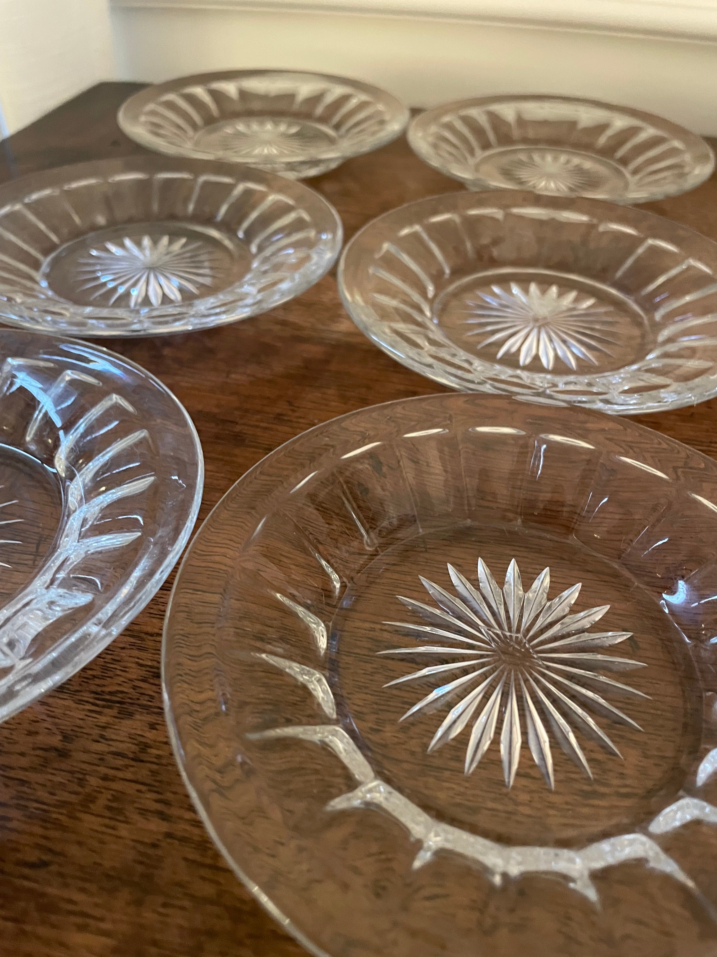 Heisey Narrow Flute Set of 6 Bread/Butter Dishes, Small Cocktail or Desert Plates, Vintage, Mid-Century