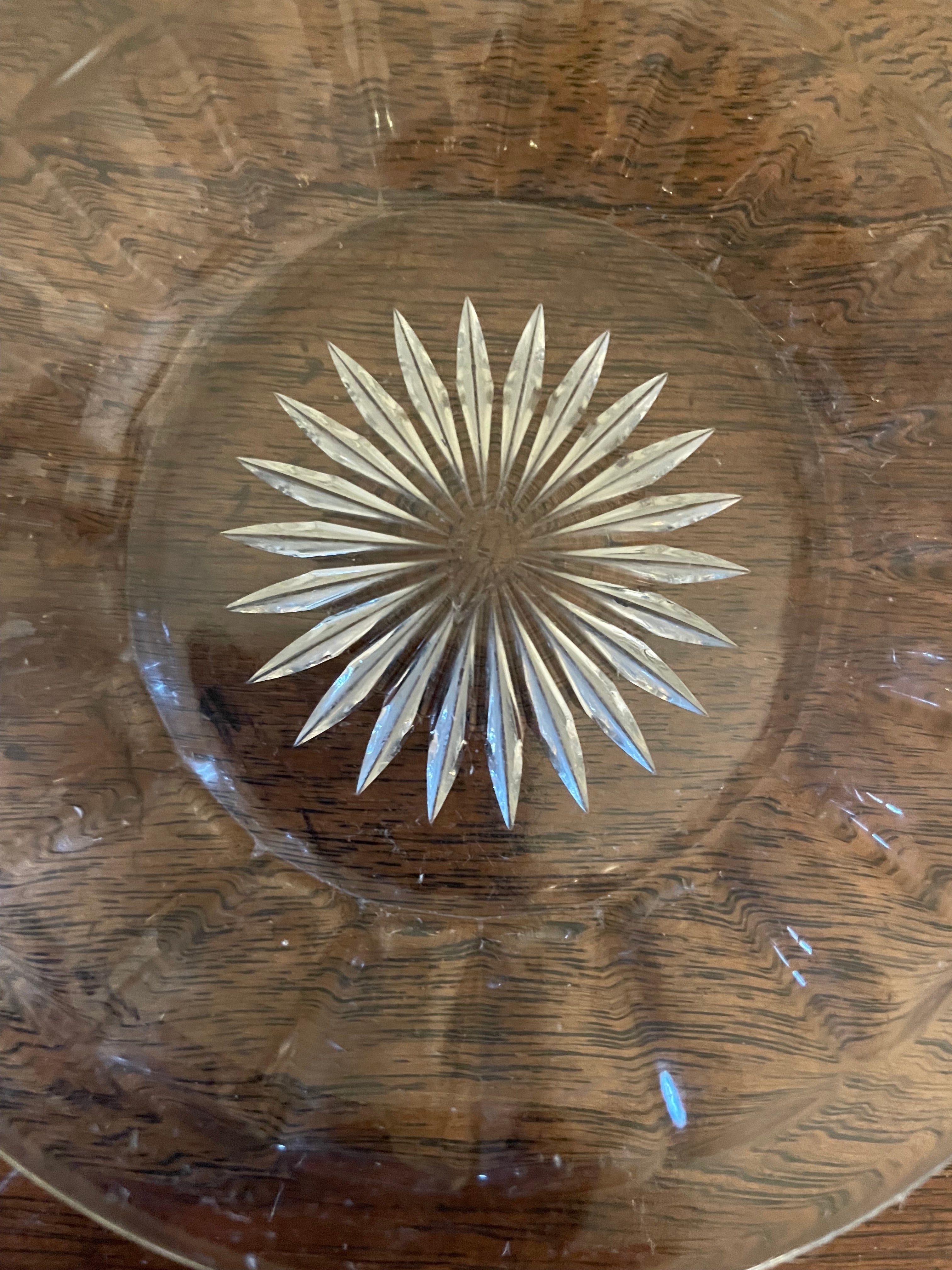 Heisey Narrow Flute Set of 6 Bread/Butter Dishes, Small Cocktail or Desert Plates, Vintage, Mid-Century