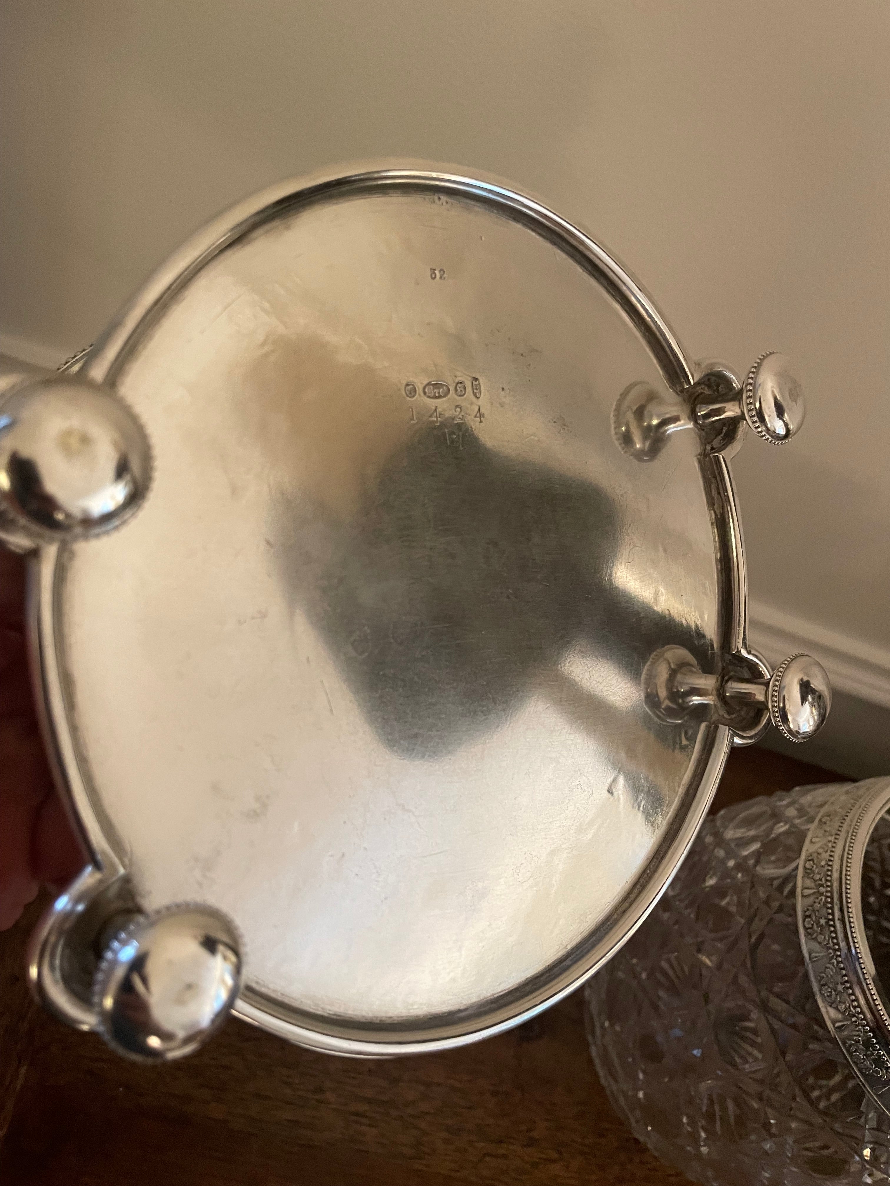 Fern Leaf Engraved Silverplate and Cut Crystal Biscuit Barrel (Cookie Jar), late 1800's