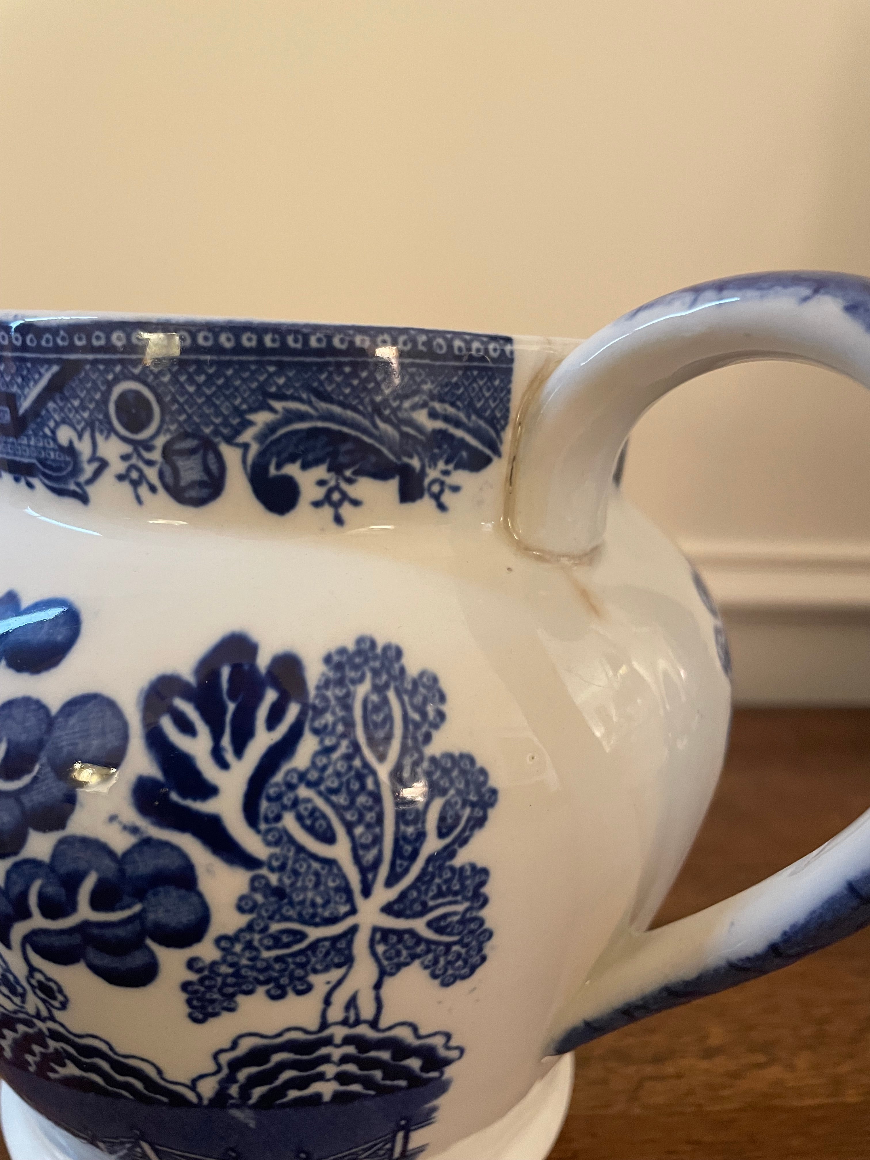 Antique Allertons Ltd "Willow Blue" Earthenware Water Jug, English